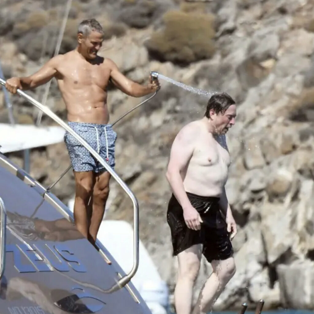 a photo of UFC owner Ari Emanuel hosing Musk down aboard a yacht off the coast of Greece made the rounds last summer