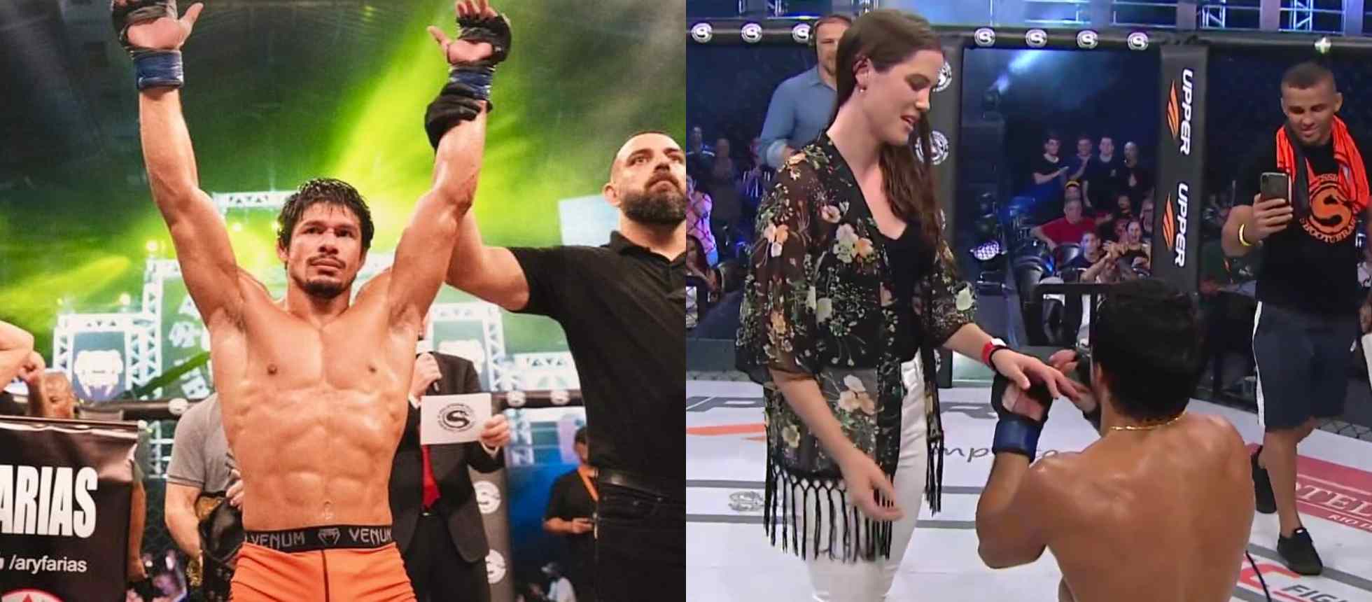 Video Mma Star Gets The Belt Proposes To Girlfriend Inside Cage 
