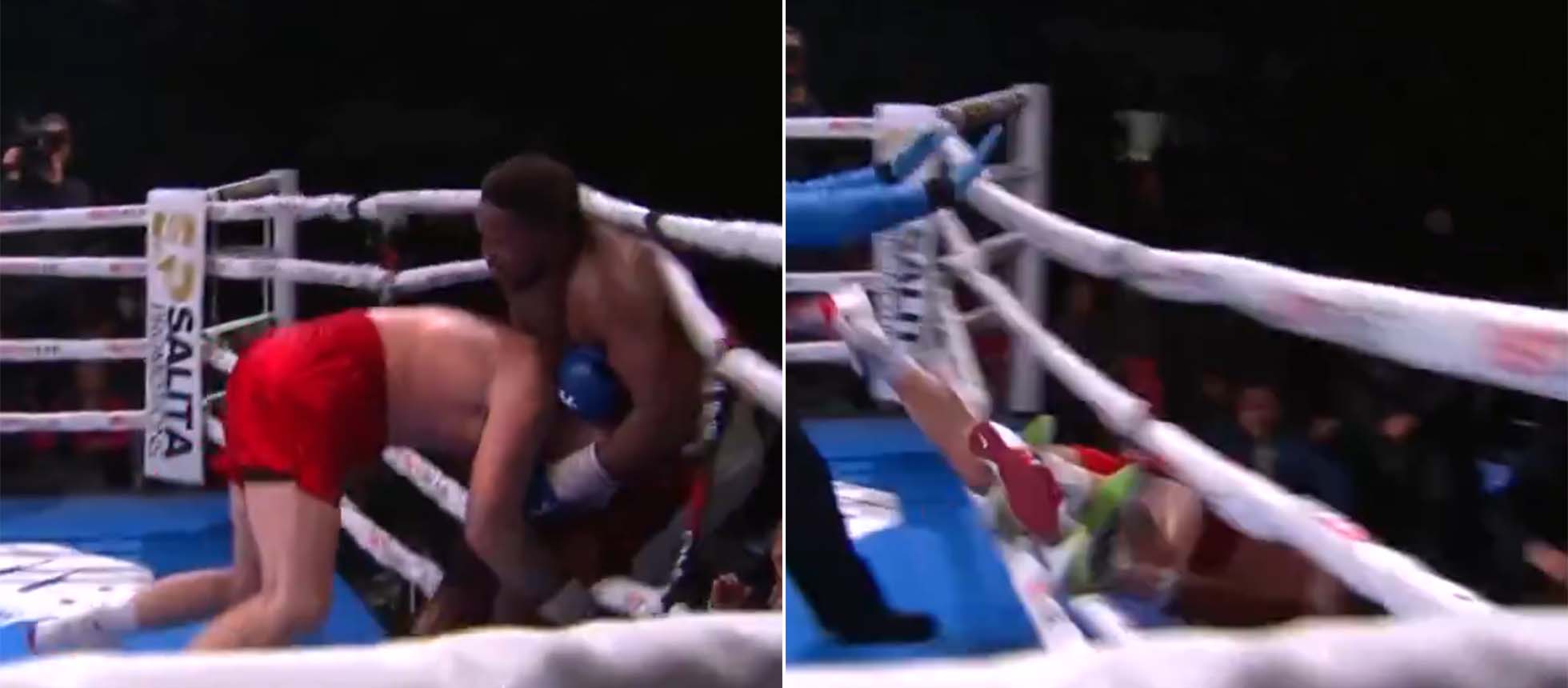 (Video) Boxers just fell out of the ring and smashed through a table ...