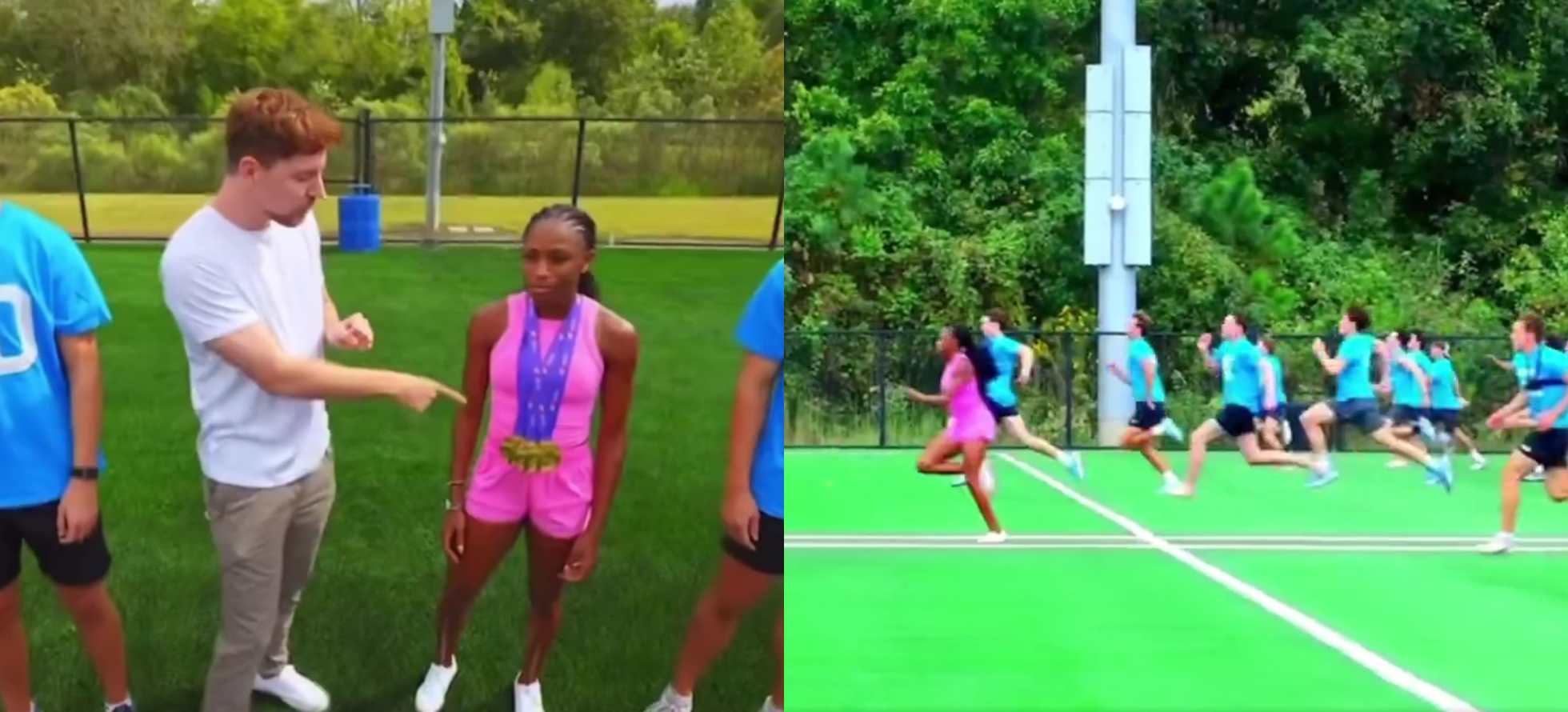Mr. Beast made 100 random men RACE the world’s FASTEST Woman